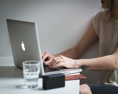 glass of water on a work desk